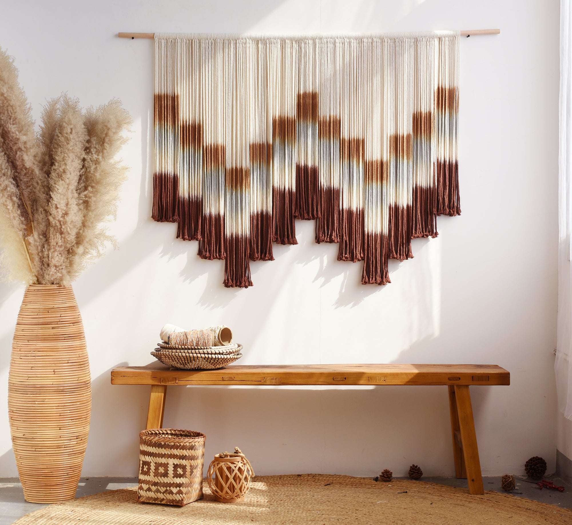 Macrame Wall Hanging Tie-Dye Geometric Decor