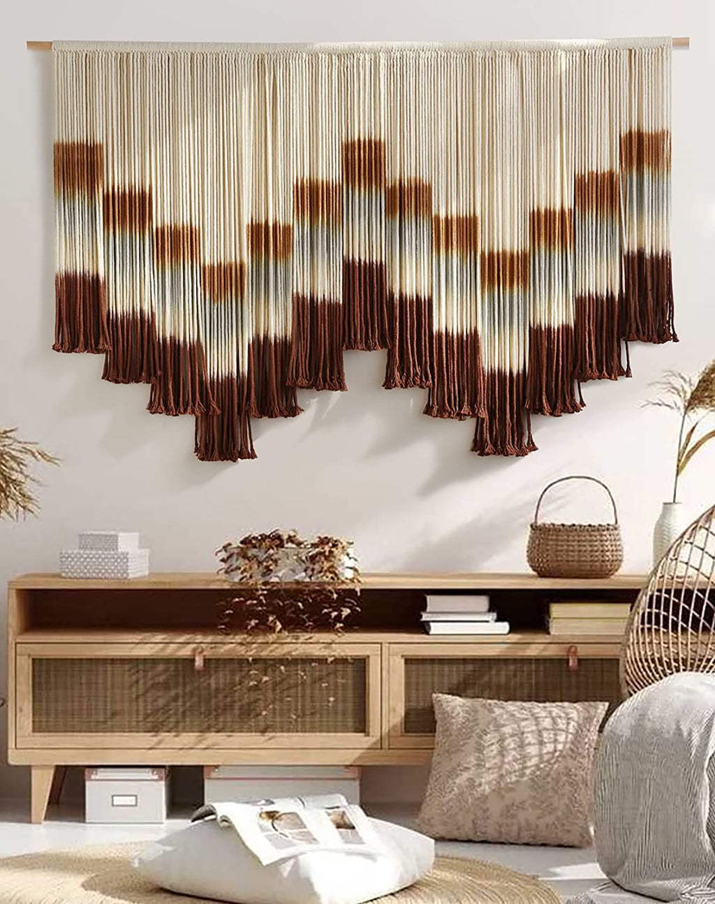 Macrame Wall Hanging Tie-Dye Geometric Decor