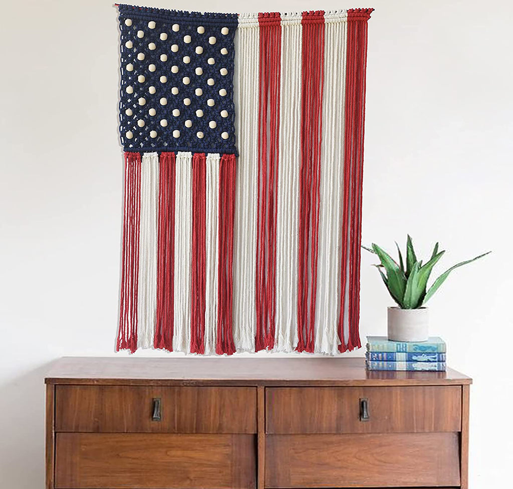 Macrame American Flag Boho wall Art Home décor 25.5*37
